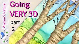 181] ALCOHOL INK Technique 🌳 VERY 3D Trees - part 2 - Adding the Shading for the 3D Look