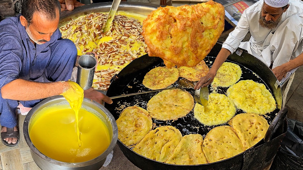 NEVER SEEN BEFORE ALMOND EGG MALPUA  Karachi Street Food Healthy Rabdi MALPUA Recipe  RAMADAN FOOD
