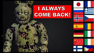Springtrap voice in 20 LANGUAGES | I Always Come back! (FNAF) Resimi