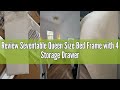 Review Seventable Queen Size Bed Frame with 4 Storage Drawers &amp; Charging Station, Upholstered Platfo