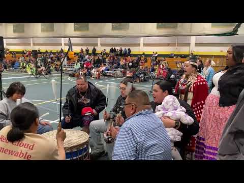 Standing Rock High School drumgroup "Young Warrior" singing for Men's Golden Age @ BHSU 2023.