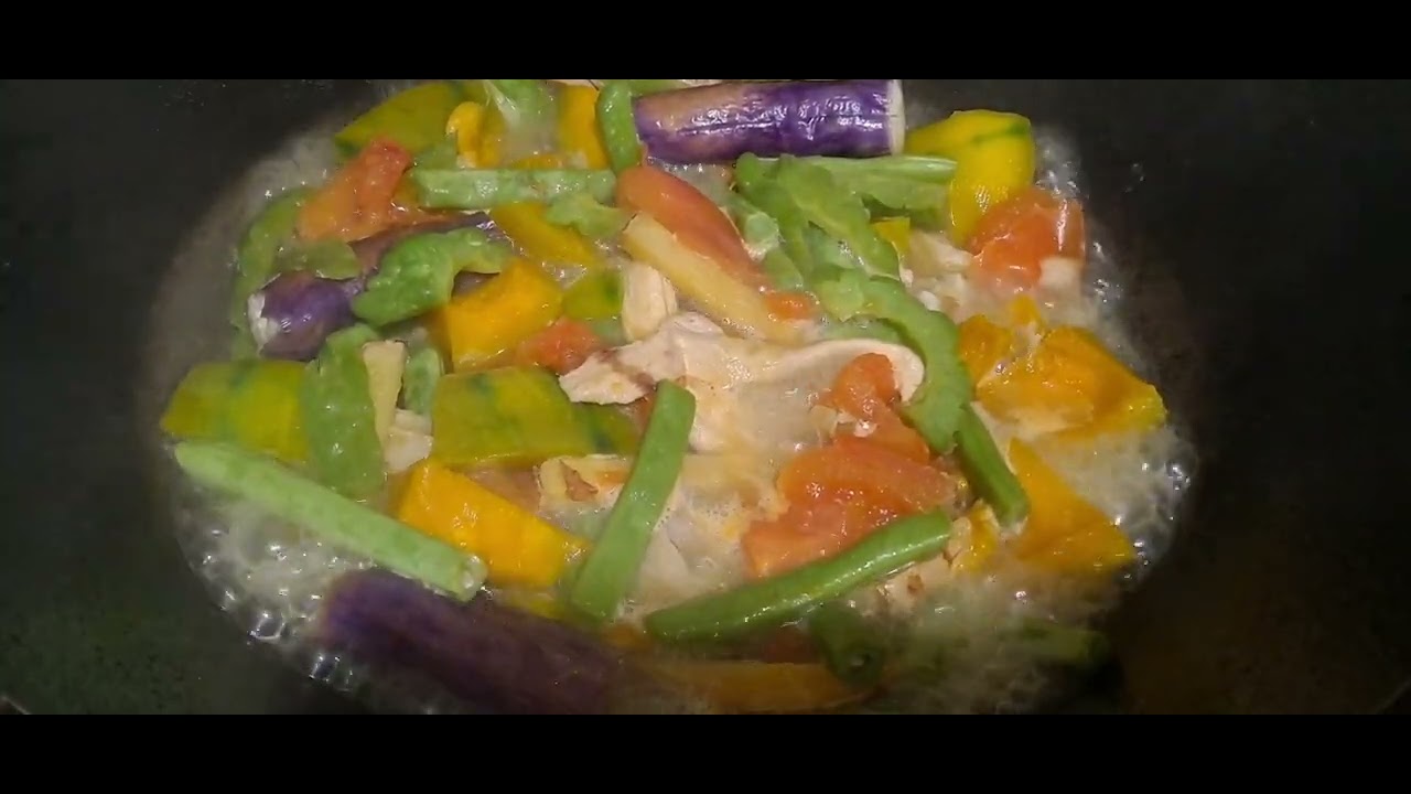 March 2 2026 pakbet  with kalabasa ampalaya talong bean camatis at my manok