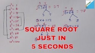 How to find square root of any four digits number within 4 5 seconds
in hindi