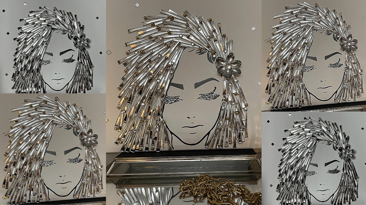 GLITZY GLAM CANVAS GIRL #2 | DOLLAR TREE & MICHAEL'S DIY HOME DECOR | DIY 3D WALL ART IDEAS