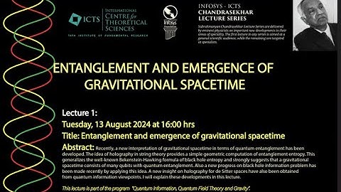 Entanglement and Emergence of Gravitational Spacetime (Lecture 1) by Tadashi Takayanagi