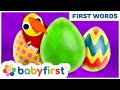 Surprise Eggs Animals Toys | Learn Vocabulary & Animal Sounds with Larry | New Episode | BabyFirst