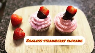 Eggless Strawberry Cupcake
