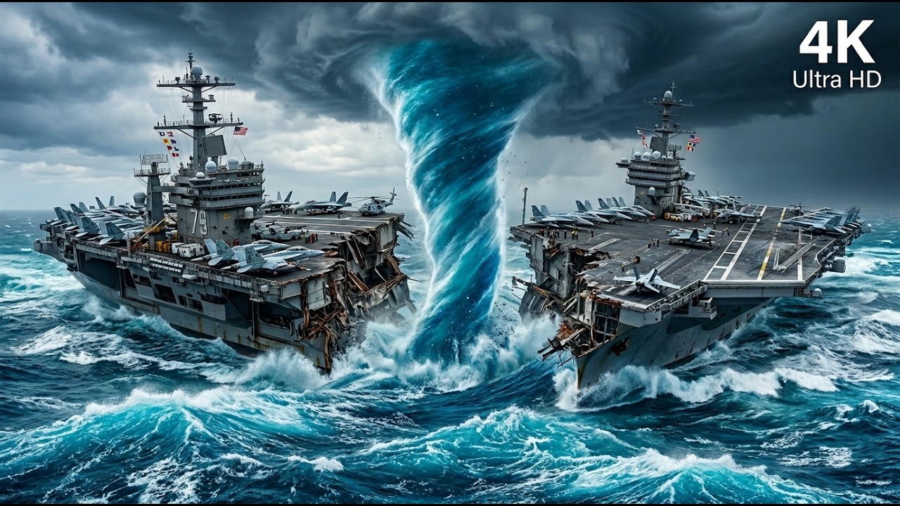 U.S. Aircraft Carrier Torn Apart by Massive Waterspout | Realistic Ocean  Disaster Film - YouTube