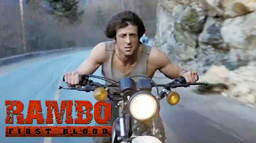 'Police Chase Rambo on a Motorcycle' Scene | Rambo: First Blood