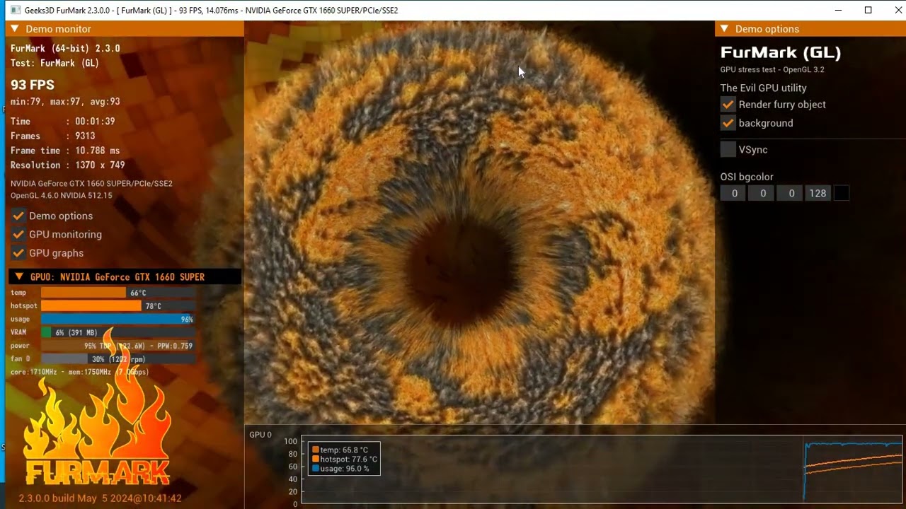 1660 super Graphics card furmark stress test - YouTube