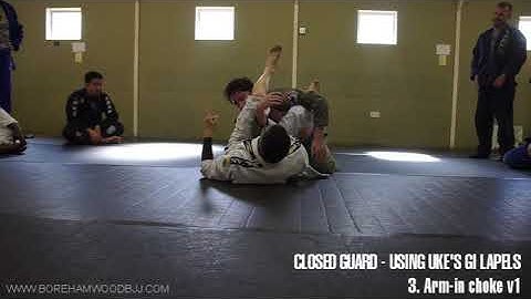 Closed guard: Using opponents gi lapels Brabo grip submissions and attacks