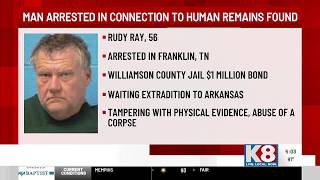 Man arrested on felony charges after human remains found