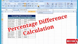 Excel Tips:Calculating Percentage Difference in Excel||Percentage Calculation||Excel Tutorial||