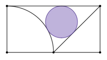 A circle is inscribed in the region between a quarter circle and an isosceles right triangle