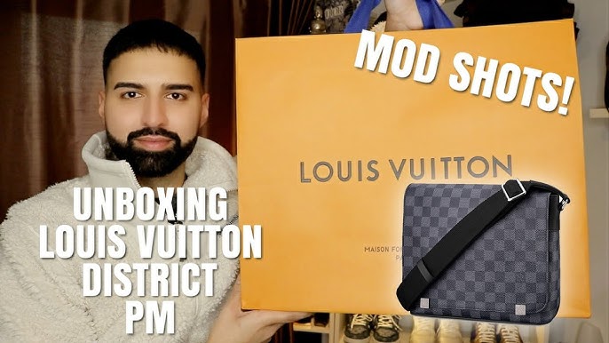 頂級高仿Louis Vuitton M46255 District 郵差包斜挎包黑花尺寸