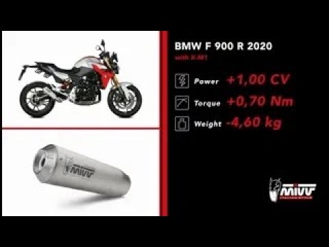 SILENCIEUX MIVV X-M1 EN ACIER INOXYDABLE NOIR BMW F 900 R 2020-2024 vidéo