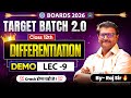 Differentiation ( Maths 2 )😍 | Demo Lec -09| Target Batch 2.0 | class 12th Maths Raj Sir | HSC board