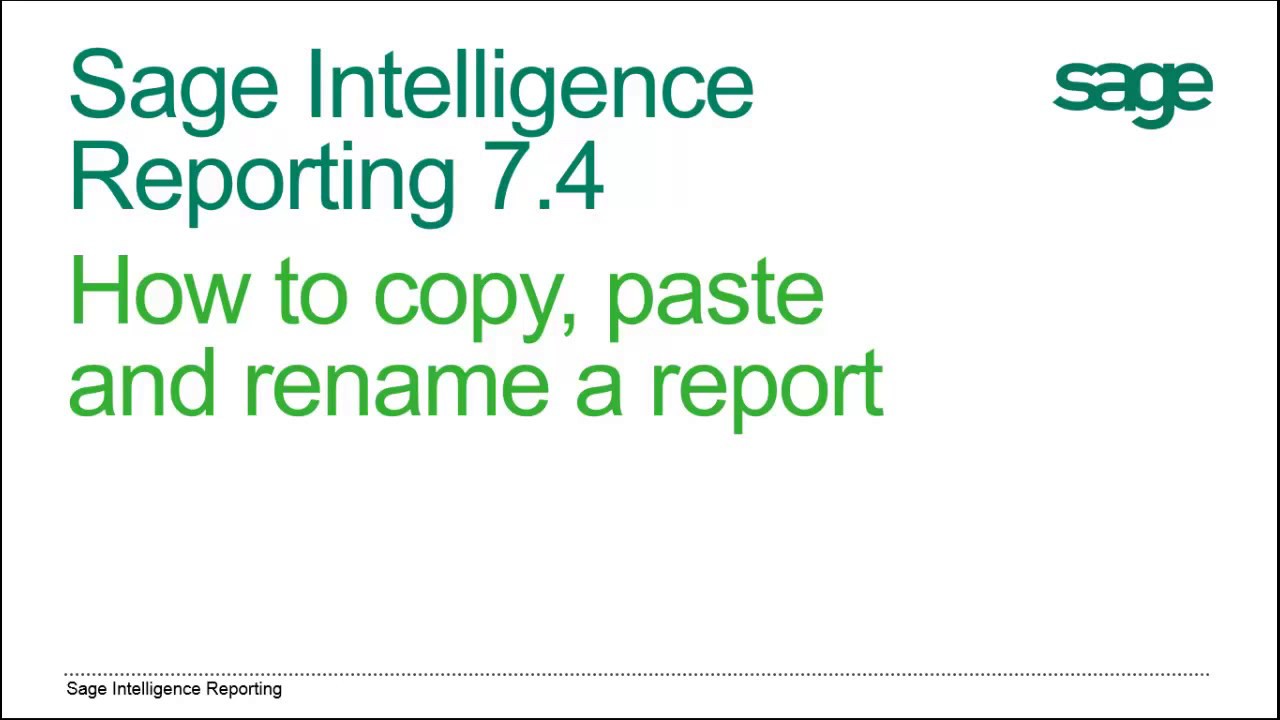 How to Copy and Rename a Report in Sage Intelligence YouTube