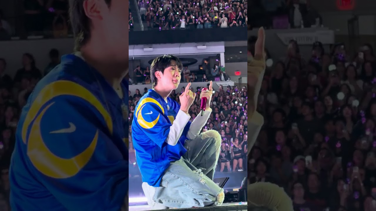 Jin looking like he's proposing to ARMY