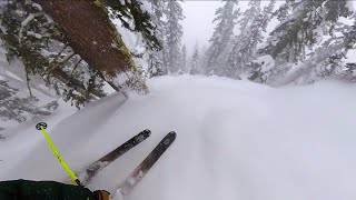Skiing Palisades Tahoe in a NOAA Blizzard Warning on February 26, 2023