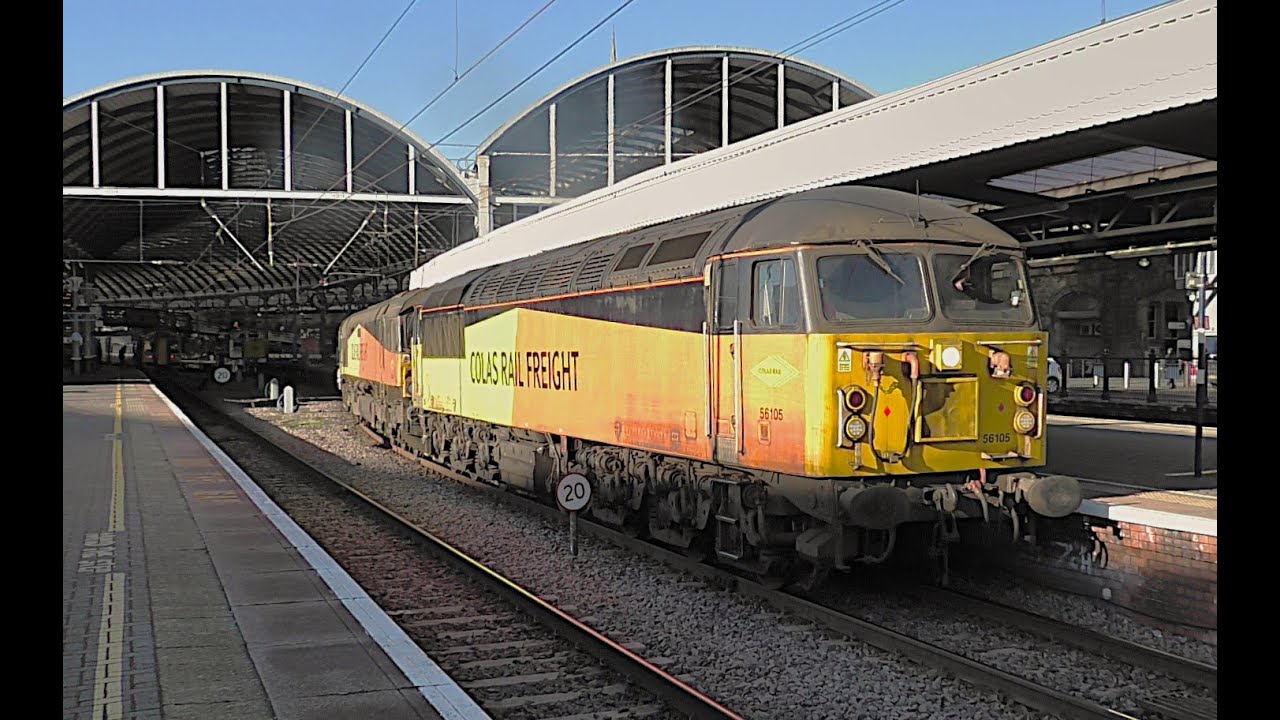 Double Headed Colas Locos 56105 & 66849 Accelerate Out of Newcastle ...