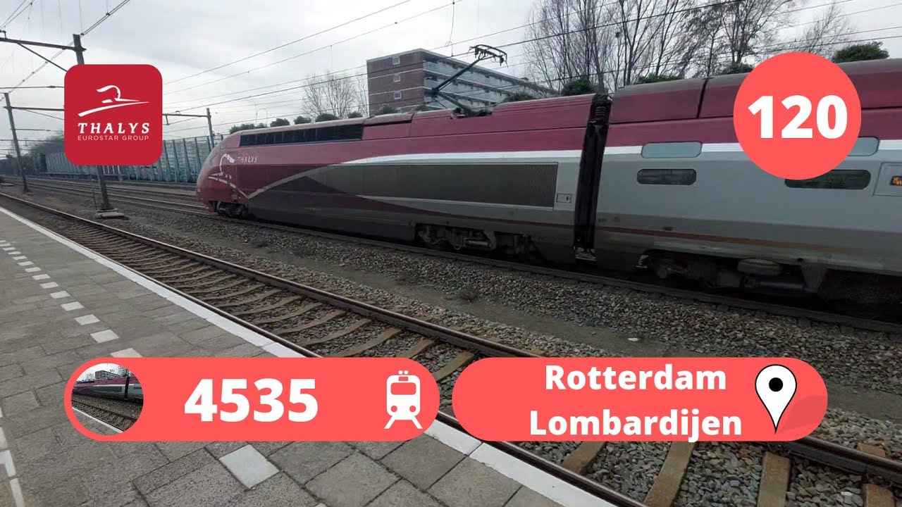 Thalys TGV 4535 raast door Rotterdam Lombardijen onderweg naar Parijs