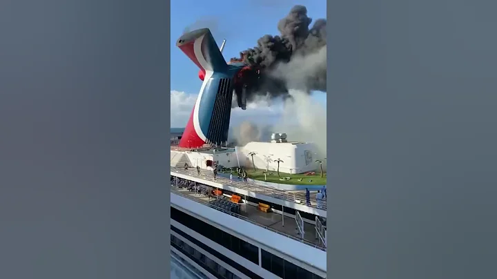 Carnival freedom - cruise ship funnel on fire