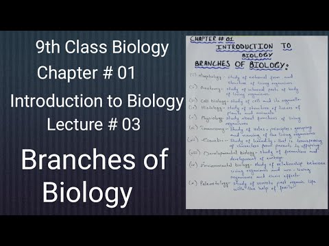 Branches of Biology | Chapter # 01 | Introduction to Biology | Lecture ...