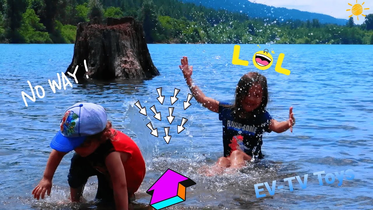 Kids Playing At The Lake in the PNW