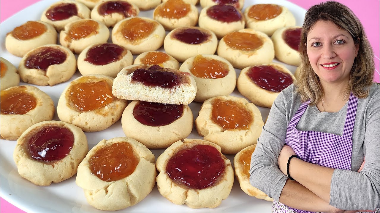 Μπισκότα Βουτύρου με Μαρμελάδα σε 30΄ λεπτά, χωρίς μίξερ! Μαλακά και Βουτυρένια