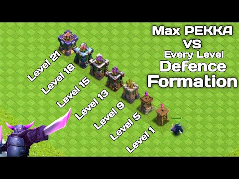 MAX PEKKA VS EVERY LEVEL DEFENCE FORMATION || CLASH OF CLAN