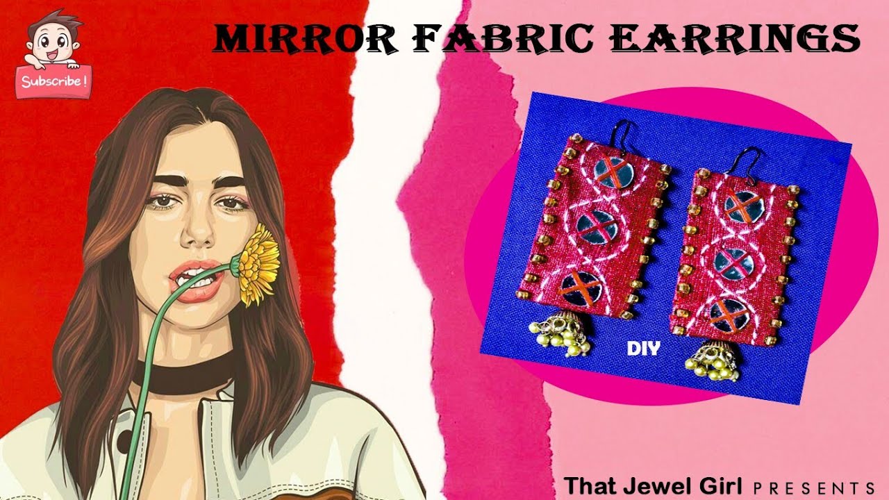 How to make mirror work fabric earrings || DIY Fabric Earrings - That Jewel Girl - YouTube
