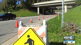 Permanent sidewalk replaces orange cones under Hwy 101 near Pismo Preserve