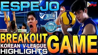 ESPEJO BREAKOUT GAME HIGHLIGHTS | KOREAN MEN V LEAGUE | JUMBOS VS WOORI CARD | #marckespejo #espejo