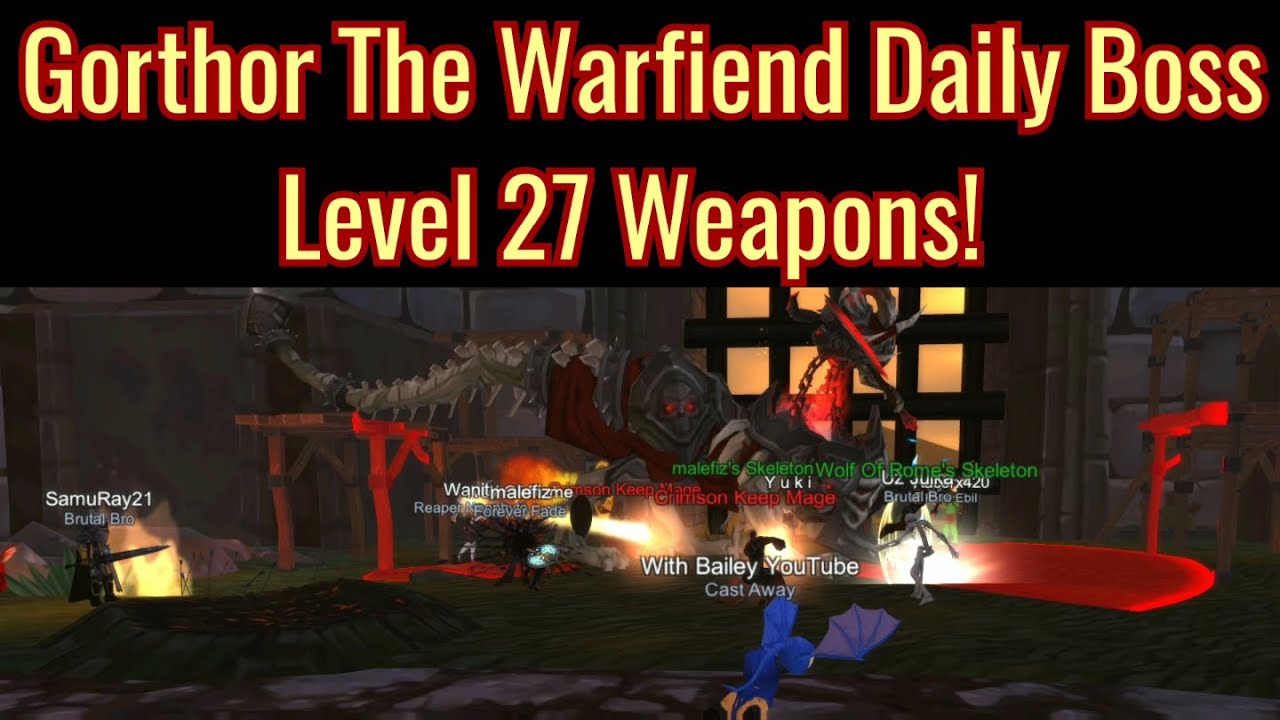 AQ3D Gorthor The Warfiend Daily Boss Level 27 Weapons! Highest Attack