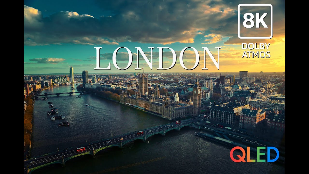 London 8K 60fps HDR (Ultra HD) – Stunning Aerial Views with Dolby Atmos | City Tour 2025