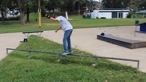 Beginner Skateboarder Front Boards 18 Foot Rail!?