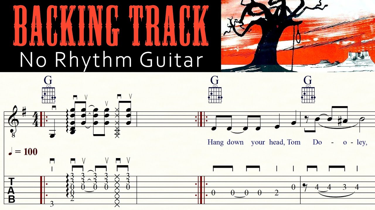 TOM DOOLEY Backing track No Rhythm guitar Playback for guitar
