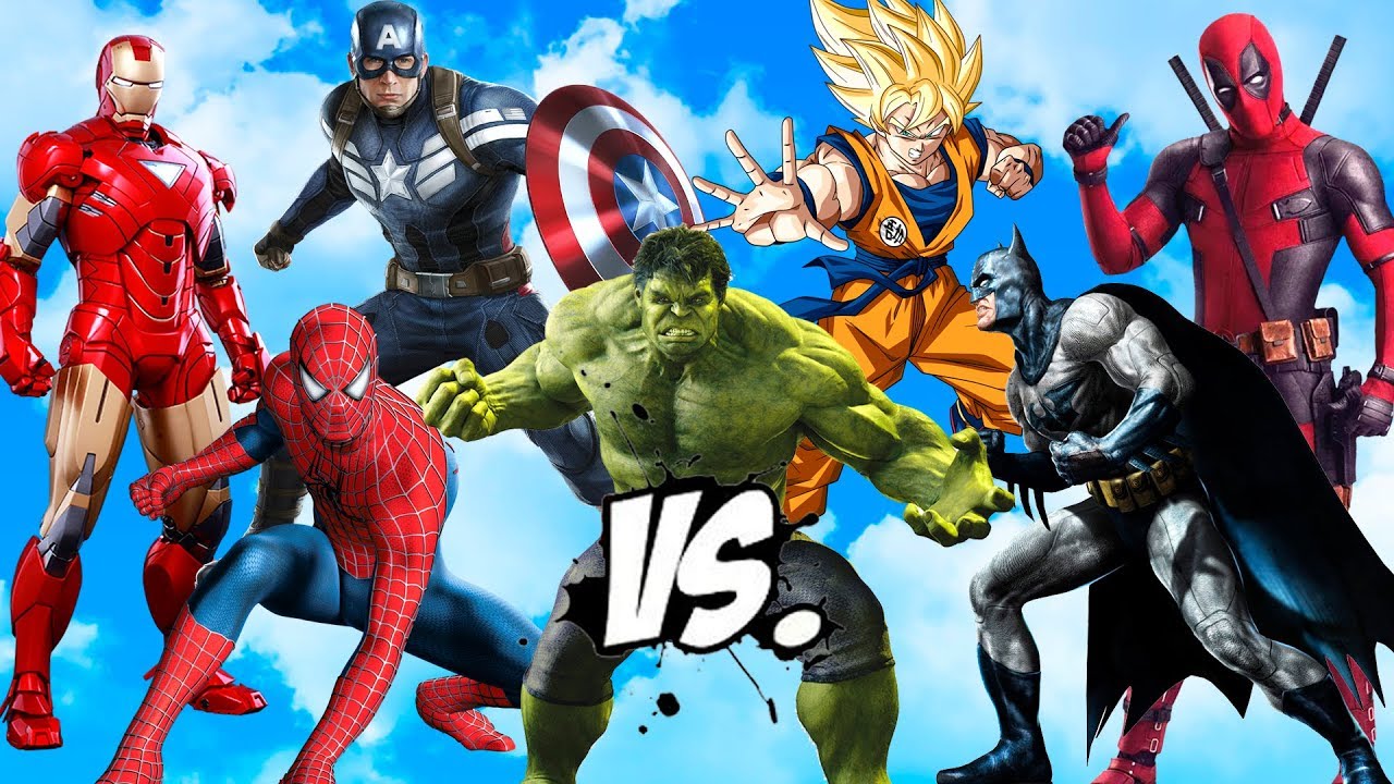 IRON MAN vs HULK vs CAPTAIN AMERICA vs SPIDERMAN vs GOKU vs BATMAN vs  DEADPOOL - EPIC BATTLE - YouTube