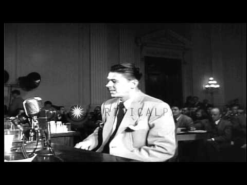 Actor Ronald Reagan testifies before House Un-American Activities Committee in W...HD Stock Footage