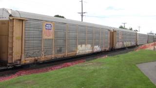 BNSF 4920 With NS, CSX Lead A Vehicle Train @ Old Town Tacoma, WA w Canon HF11