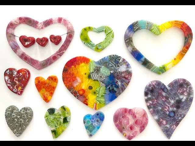 Fused Glass Hearts - Bubble Hearts 