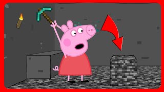 Peppa pig breaks the bedrock in Minecraft. Cartoon parody.