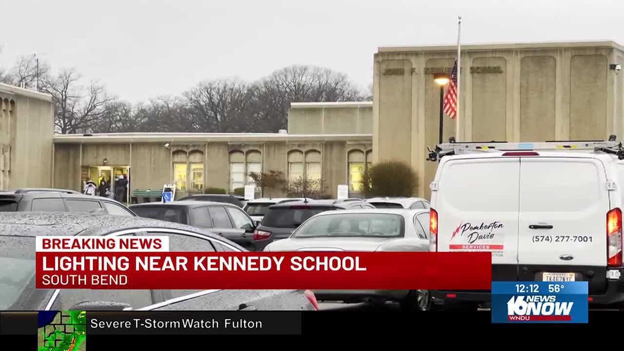 Lightning strike near Kennedy Academy forces evacuation - YouTube