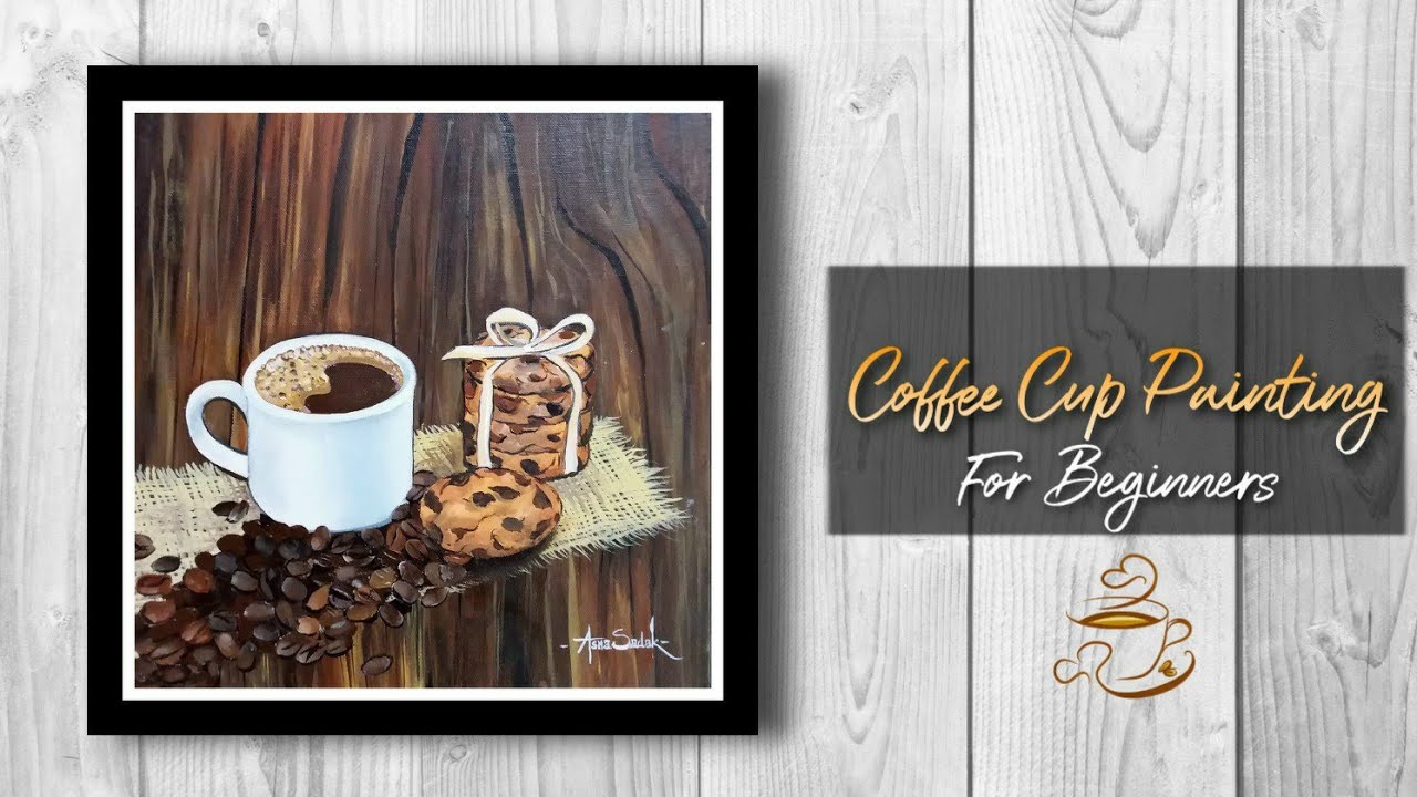 "A CUP OF COFFEE WITH COOKIES" Acrylic Painting Tutorial/How to paint a