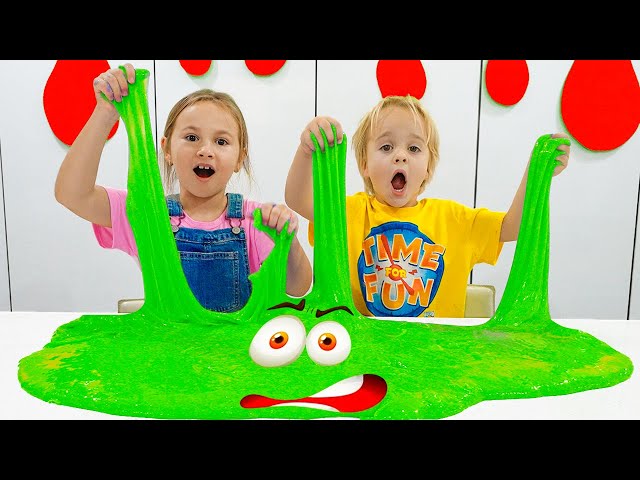Chris and Nicole are playing with slimes | Fun games with uncle class=