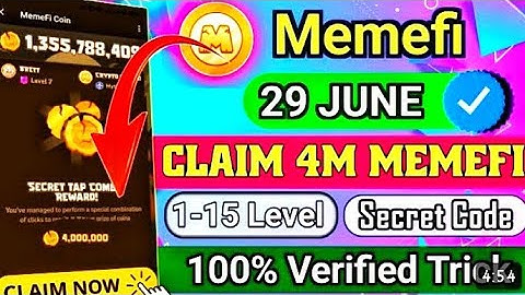 Today 4,000,000 Coins Code, Memefi Secret tap combo Reward, Memefi New Update