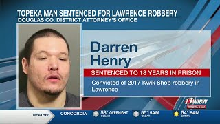 Topeka man sentenced to 216 months in prison for armed robbery