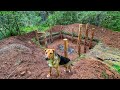 Building a large dugout in the thicket of the forest- Treatment of wood from rotting - Ep.2