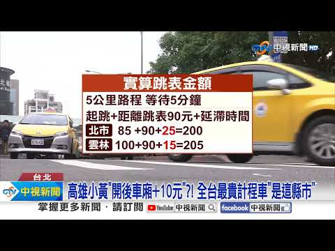 高雄小黃"開後車廂+10元"?! 全台最貴計程車"是這縣市"│中視新聞 20241016